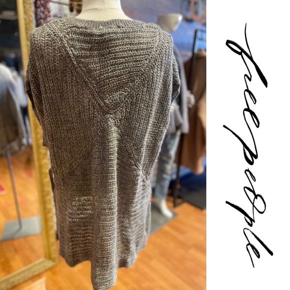 NWT Free People Tatiana Gray Short Sleeve Sweater - Picture 7 of 8